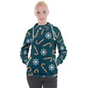 Christmas-seamless-pattern-with-candies-snowflakes Women s Hooded Pullover View1