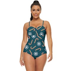 Christmas-seamless-pattern-with-candies-snowflakes Retro Full Coverage Swimsuit by Grandong