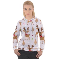 Christmas-seamless-pattern-with-reindeer Women s Overhead Hoodie by Grandong