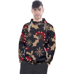 Christmas-pattern-with-snowflakes-berries Men s Pullover Hoodie by Grandong