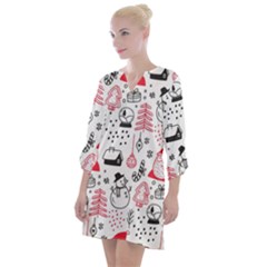 Christmas-themed-seamless-pattern Open Neck Shift Dress by Grandong