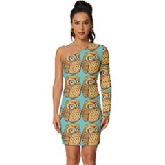 Owl Dreamcatcher Long Sleeve One Shoulder Mini Dress by Grandong