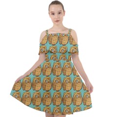 Owl-pattern-background Cut Out Shoulders Chiffon Dress by Grandong