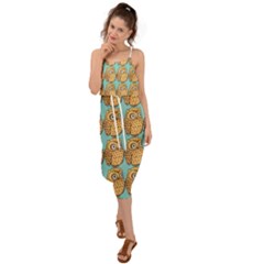 Owl Bird Pattern Waist Tie Cover Up Chiffon Dress by Grandong