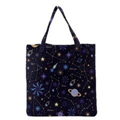 Starry Night  Space Constellations  Stars  Galaxy  Universe Graphic  Illustration Grocery Tote Bag by Grandong