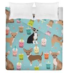 Chihuahua Bubble Kawaii Boba Tea Cute Dog Duvet Cover Double Side (queen Size) by Grandong