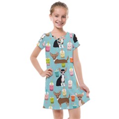 Chihuahua Bubble Kawaii Boba Tea Cute Dog Kids  Cross Web Dress by Grandong