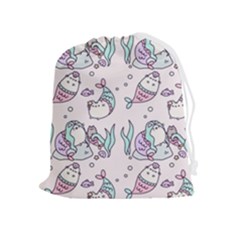 Cartoon Cat Cute Animal Design Drawing Illustration Kawaii Drawstring Pouch (xl) by Grandong