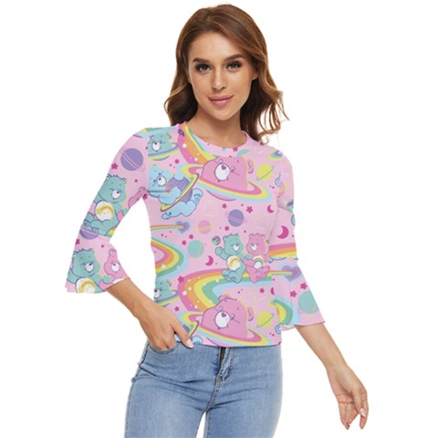 Bears Kawaii Pattern Bell Sleeve Top by Grandong