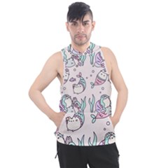 Cartoon Cat Cute Animal Design Drawing Illustration Kawaii Men s Sleeveless Hoodie by Grandong