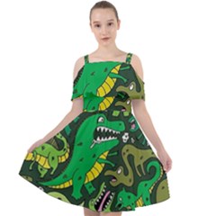 Dino Kawaii Cut Out Shoulders Chiffon Dress by Grandong