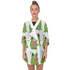 Kawaii-frog-rainy-season-japanese Half Sleeve Chiffon Kimono by Grandong