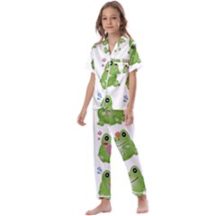 Kawaii-frog-rainy-season-japanese Kids  Satin Short Sleeve Pajamas Set by Grandong