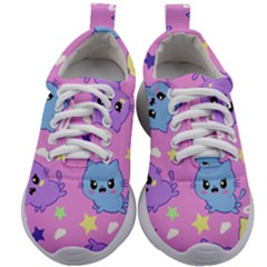 Seamless Pattern With Cute Kawaii Kittens Kids Athletic Shoes by Grandong