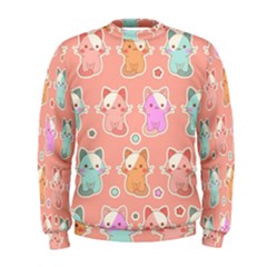 Cute Kawaii Kittens Seamless Pattern Men s Sweatshirt by Grandong