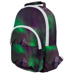 Aurora Northern Lights Phenomenon Atmosphere Sky Rounded Multi Pocket Backpack by Grandong