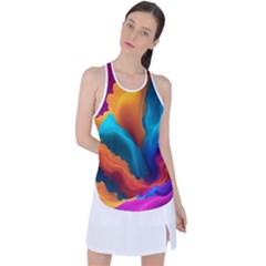 Colorful Fluid Art Abstract Modern Racer Back Mesh Tank Top by Ravend