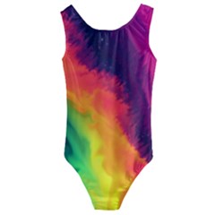 Rainbow Colorful Abstract Galaxy Kids  Cut-out Back One Piece Swimsuit by Ravend