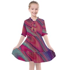 Stars Shimmering Galaxy Ocean Kids  All Frills Chiffon Dress by Ravend