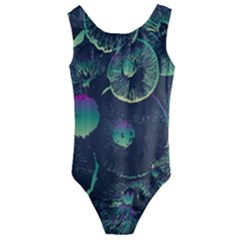 Psychedelic Mushrooms Background Kids  Cut-out Back One Piece Swimsuit by Ravend