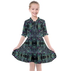 Background Pattern Mushrooms Kids  All Frills Chiffon Dress by Ravend