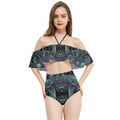 Background Pattern Mushrooms Halter Flowy Bikini Set  by Ravend