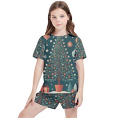 Tree Christmas Kids  T-shirt And Sports Shorts Set by Vaneshop