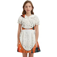 Moon Night Nature Dream Sky Kids  Bow Tie Puff Sleeve Dress by Vaneshop