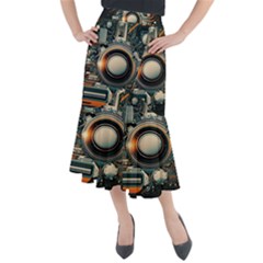 Illustrations Technology Robot Internet Processor Midi Mermaid Skirt by Vaneshop