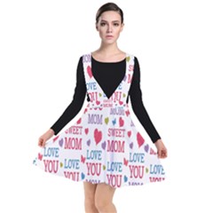 Love Mom Happy Mothers Day I Love Mom Graphic Plunge Pinafore Dress by Vaneshop