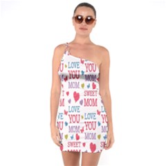 Love Mom Happy Mothers Day I Love Mom Graphic One Shoulder Ring Trim Bodycon Dress by Vaneshop