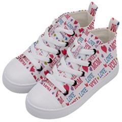 Love Mom Happy Mothers Day I Love Mom Graphic Kids  Mid-top Canvas Sneakers by Vaneshop