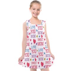 Love Mom Happy Mothers Day I Love Mom Graphic Kids  Cross Back Dress by Vaneshop