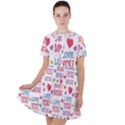 Love Mom Happy Mothers Day I Love Mom Graphic Short Sleeve Shoulder Cut Out Dress  View1