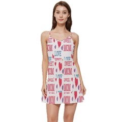 Love Mom Happy Mothers Day I Love Mom Graphic Short Frill Dress by Vaneshop