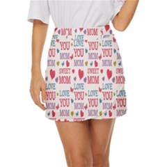 Love Mom Happy Mothers Day I Love Mom Graphic Mini Front Wrap Skirt by Vaneshop