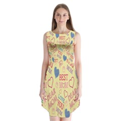 Love Mom Happy Mothers Day I Love Mom Graphic Pattern Sleeveless Chiffon Dress   by Vaneshop