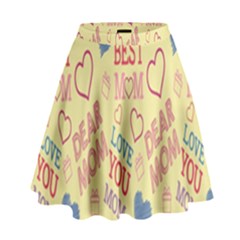 Love Mom Happy Mothers Day I Love Mom Graphic Pattern High Waist Skirt by Vaneshop