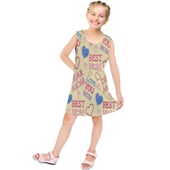 Love Mom Happy Mothers Day I Love Mom Graphic Pattern Kids  Tunic Dress by Vaneshop