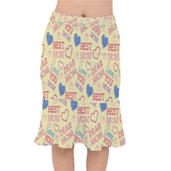 Love Mom Happy Mothers Day I Love Mom Graphic Pattern Short Mermaid Skirt by Vaneshop