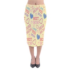 Love Mom Happy Mothers Day I Love Mom Graphic Pattern Velvet Midi Pencil Skirt by Vaneshop