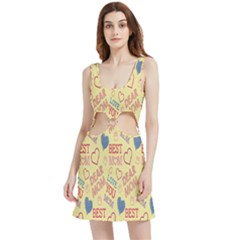 Love Mom Happy Mothers Day I Love Mom Graphic Pattern Velour Cutout Dress by Vaneshop