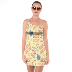 Love Mom Happy Mothers Day I Love Mom Graphic Pattern One Shoulder Ring Trim Bodycon Dress by Vaneshop