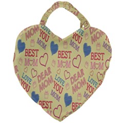 Love Mom Happy Mothers Day I Love Mom Graphic Pattern Giant Heart Shaped Tote by Vaneshop