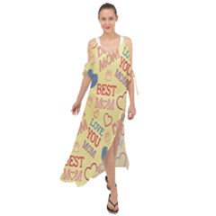 Love Mom Happy Mothers Day I Love Mom Graphic Pattern Maxi Chiffon Cover Up Dress by Vaneshop