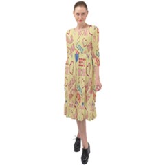 Love Mom Happy Mothers Day I Love Mom Graphic Pattern Ruffle End Midi Chiffon Dress by Vaneshop