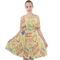 Love Mom Happy Mothers Day I Love Mom Graphic Pattern Cut Out Shoulders Chiffon Dress by Vaneshop