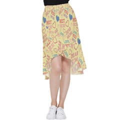 Love Mom Happy Mothers Day I Love Mom Graphic Pattern Frill Hi Low Chiffon Skirt by Vaneshop