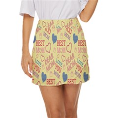 Love Mom Happy Mothers Day I Love Mom Graphic Pattern Mini Front Wrap Skirt by Vaneshop