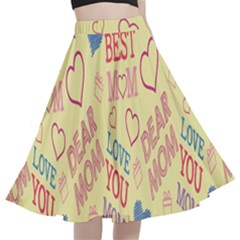 Love Mom Happy Mothers Day I Love Mom Graphic Pattern A-line Full Circle Midi Skirt With Pocket by Vaneshop